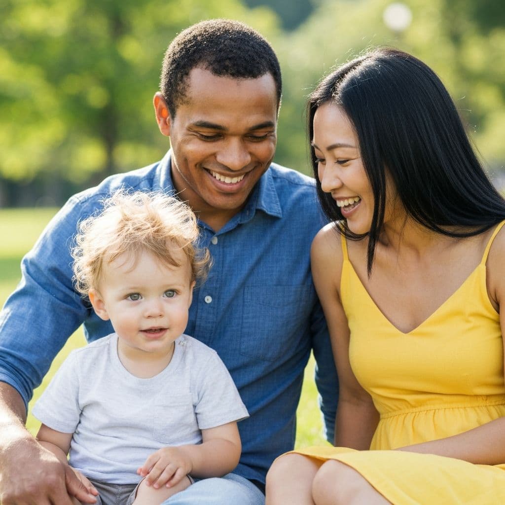 Happy family enjoying time outdoors