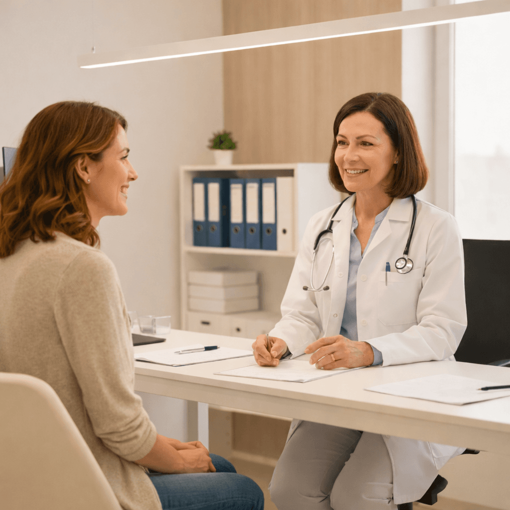 Licensed health insurance agent helping a patient compare affordable medical coverage plans